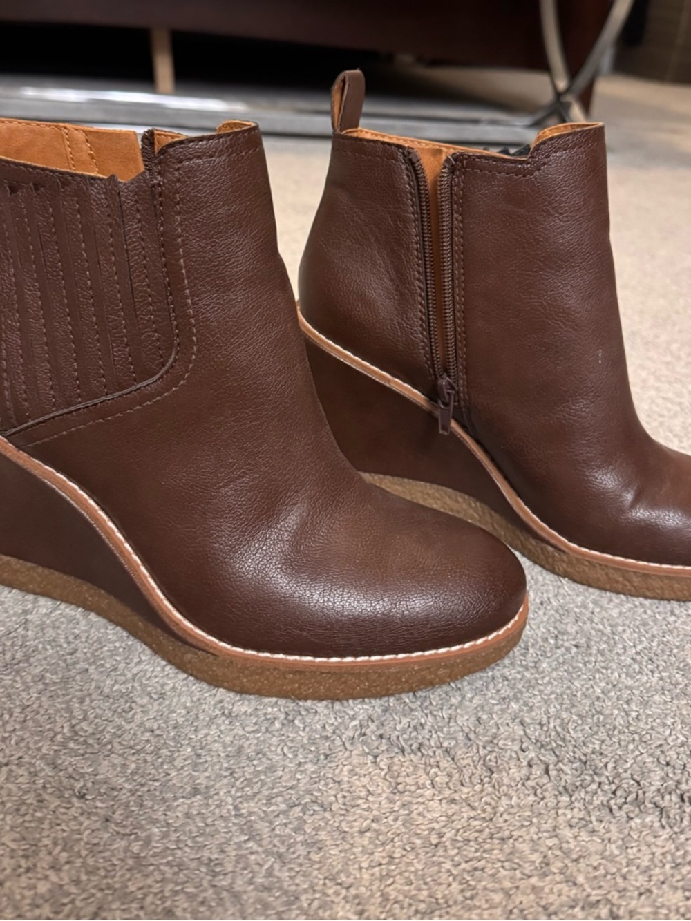 Zodiac Dark Brown Wedge Ankle Booties